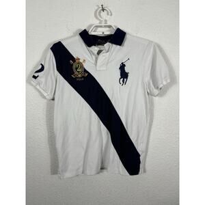 Ralph Lauren White and Navy Diagonal Polo Shirt